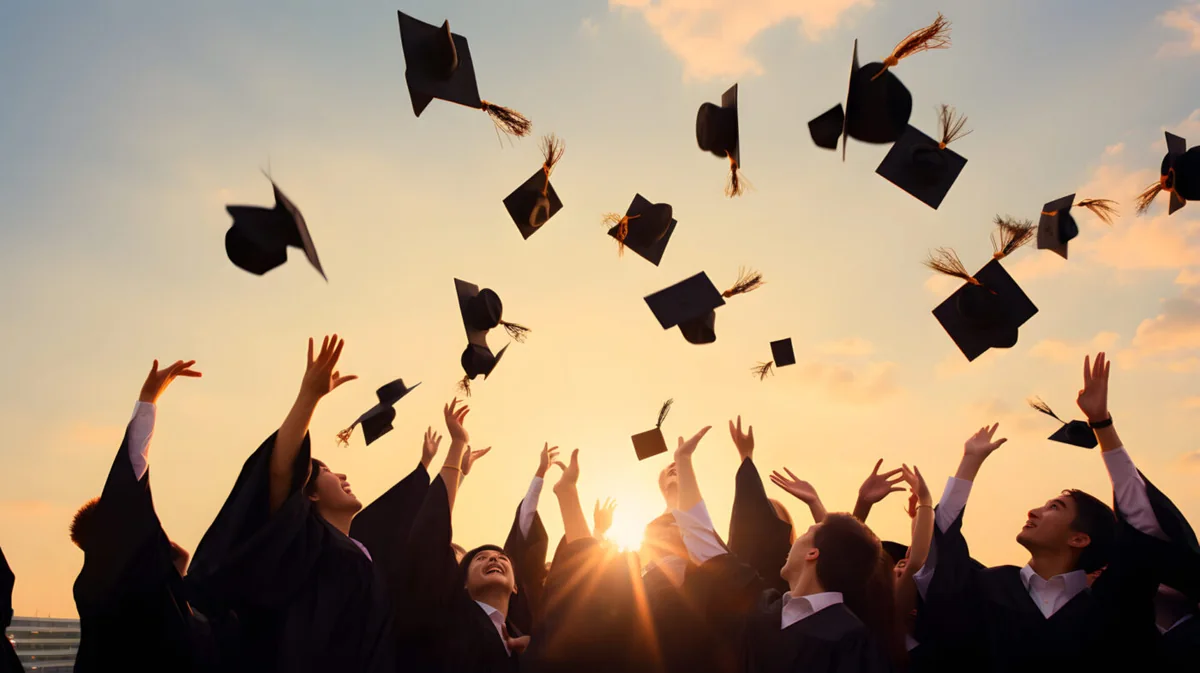 Graduates celebrating at a commencement ceremony